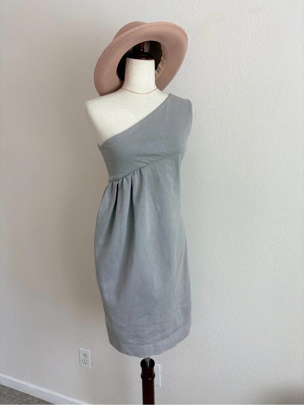 Chloe Grey Cotton One Shoulder Dress